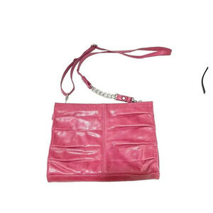 The Sak Charleston 0312 Womens Red Demi Clutch Crossbody Bag Leather Chain Strap